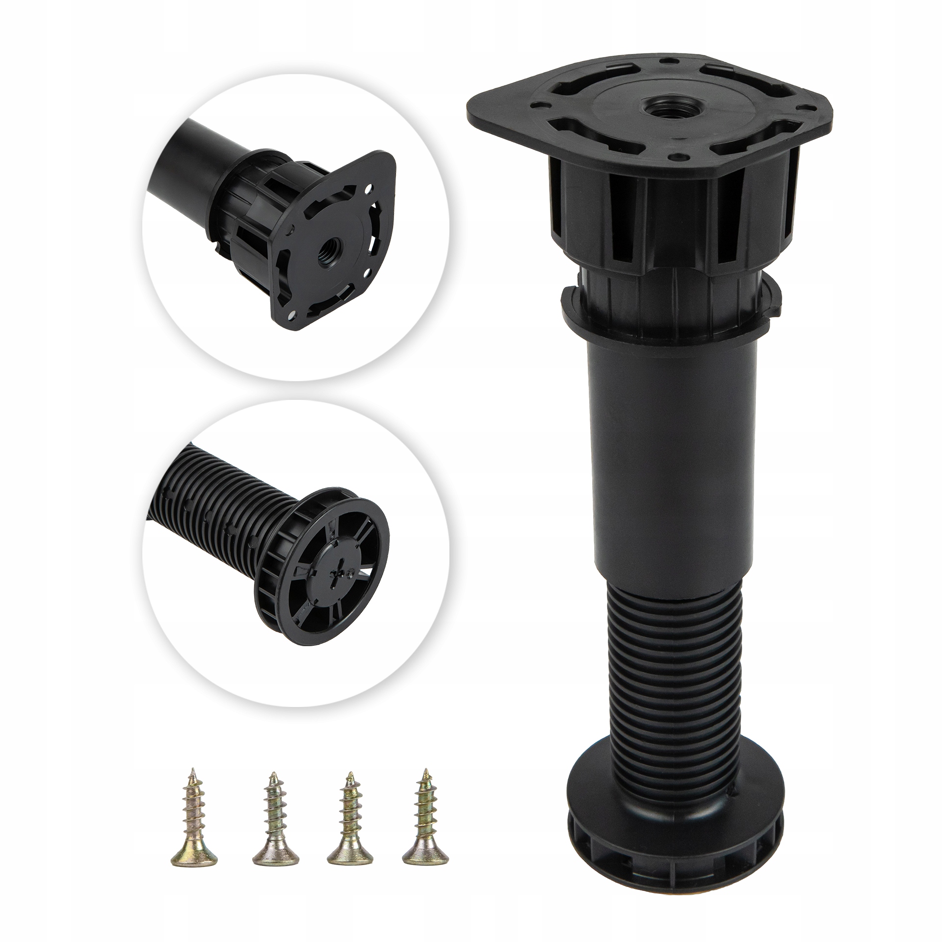 Zosilnená nábytková noha H-150 mm (98-160 mm) Nosnosť 400 kg Skrutky 100 ks