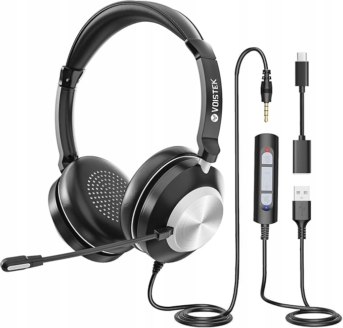 Sluchátka Usb s mikrofonem pro notebook, typ C/USB/3,5 mm jack 3v1