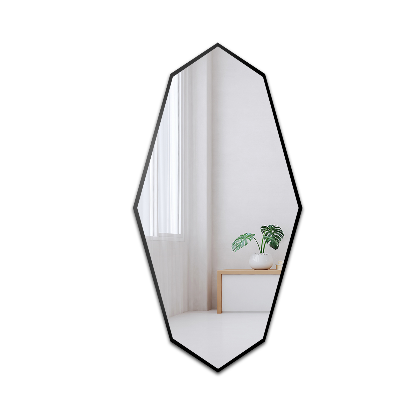 Organické Zrcadlo Riolit v černém Mdf rámu 60x120