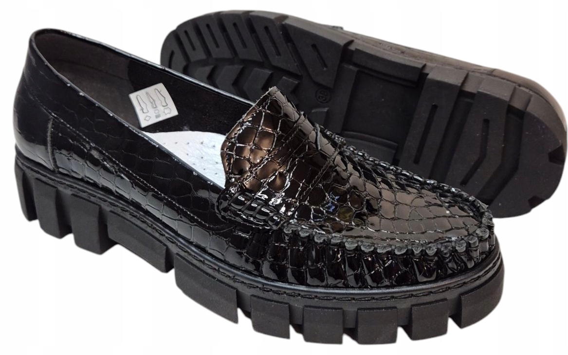 Verso 21-459 Polobotky Černé Krokodýlí kůže lico vel.38