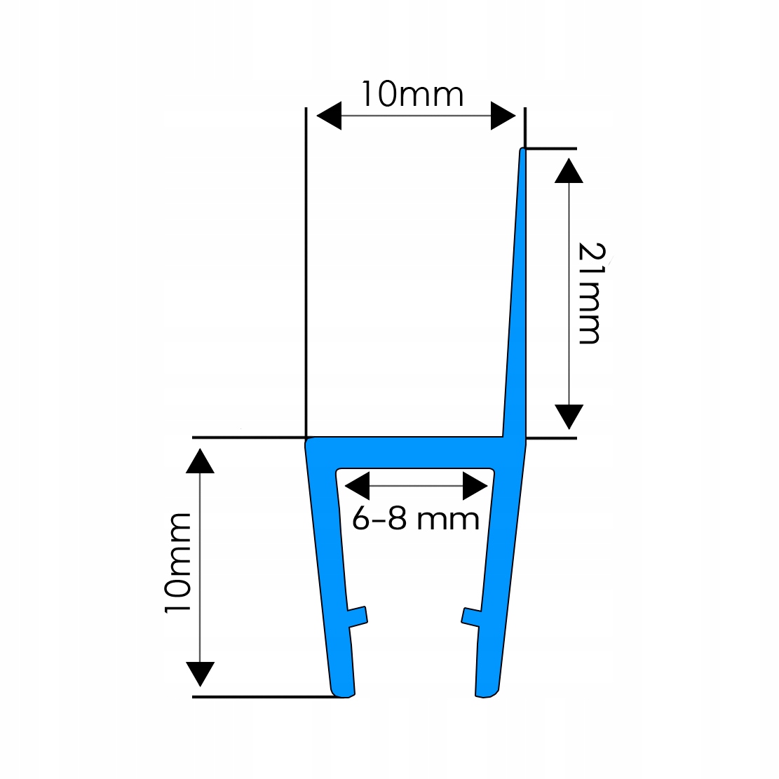 2M USZCZELKA PIONOWA DO PARAWANU KABINY PRYSZNICOWEJ NATRYSKOWEJ 6 7 8 MM Typ uszczelnianie