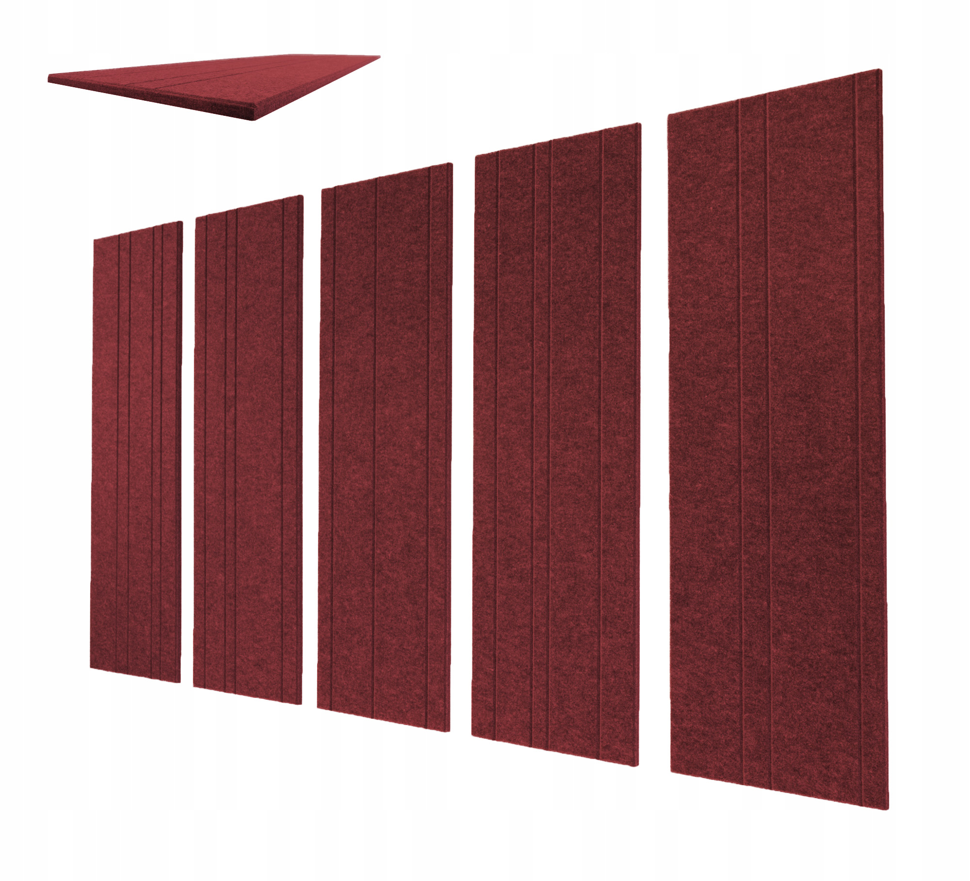 Sada akustických plstěných panelů Nezapalovatelné na zeď gr.1,2cm Bordo atest