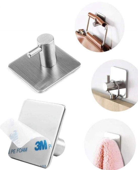 4 x HACZYKI ŁAZIENKOWE DO ŁAZIENKI SAMOPRZYLEPNE Wysokość 45 mm