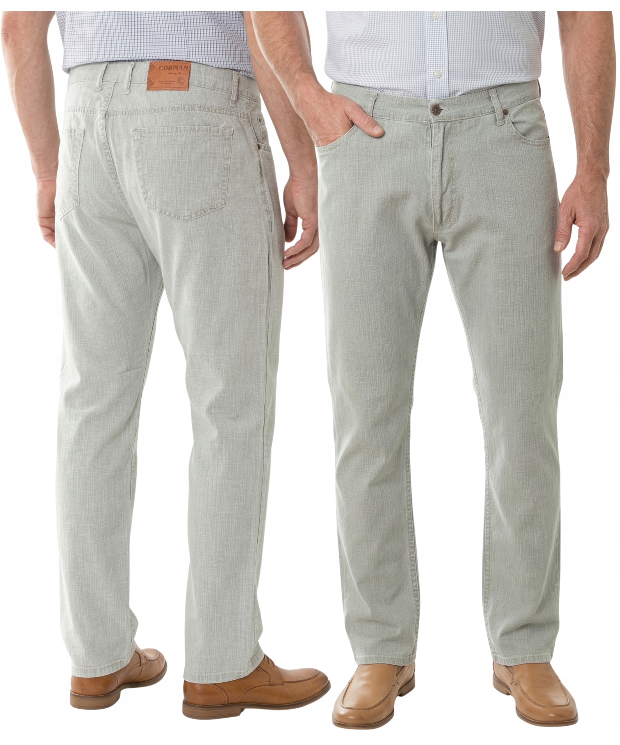 Spodnie Materiałowe Męskie Casual Bawełna Letnie Wiosenne Jasno- Szary W38