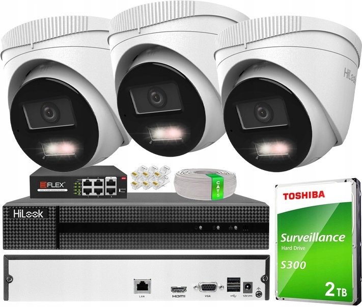 Ip monitorovací sada 4MPx Venkovní 3 kamery PoE Hikvsion náhled