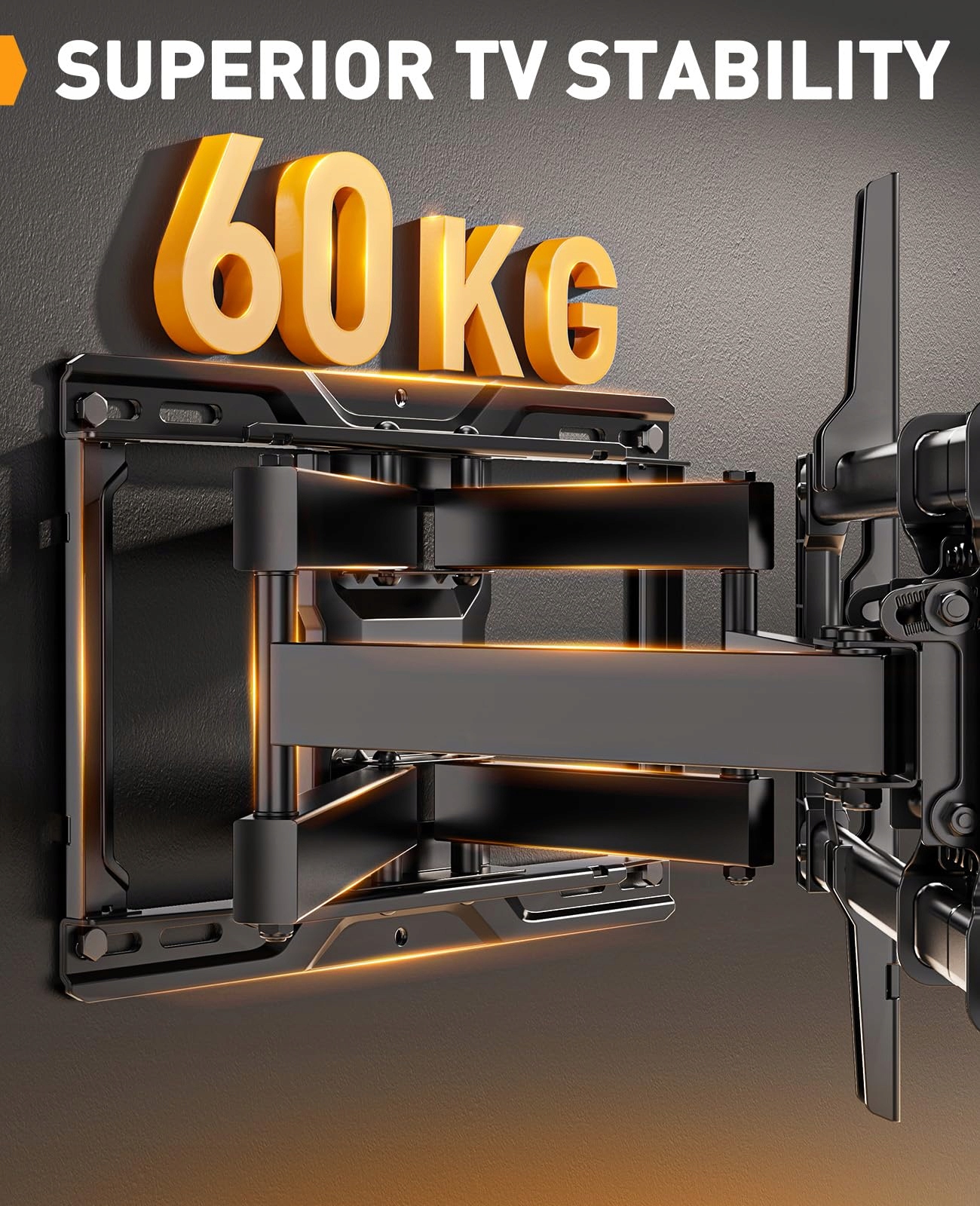 PERLEGEAR Uchwyt TV Ścienny 42-84" Obrotowy Max 60kg VESA 600x400 — miniatura 2