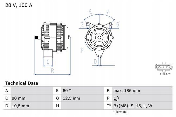 BOSCH 0 986 042 590 Alternator Numer katalogowy części 0 986 042 590