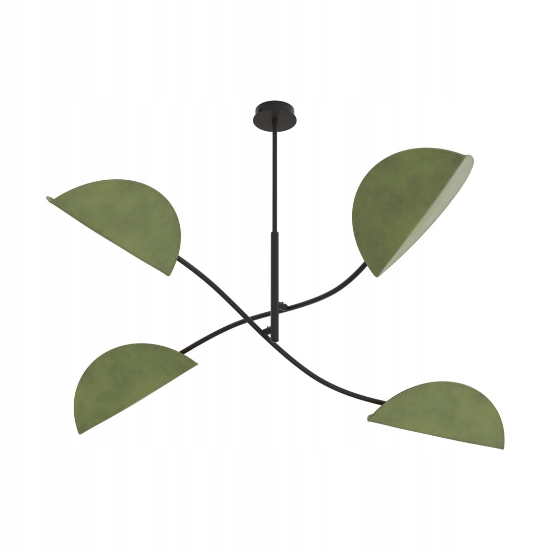 Stropná lampa Lotus 4 Bl, zelená, listnaté tienidlá, etno štýl