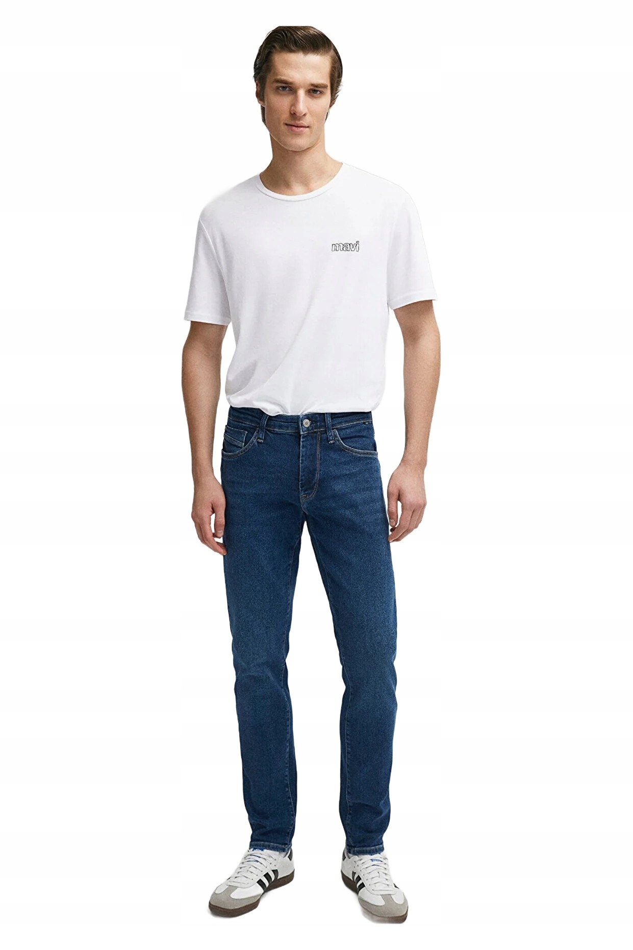 Mavi Pánské Džíny S Jednoduchými Modrými Zipy Bavlna Elastan 30/28 5DA*