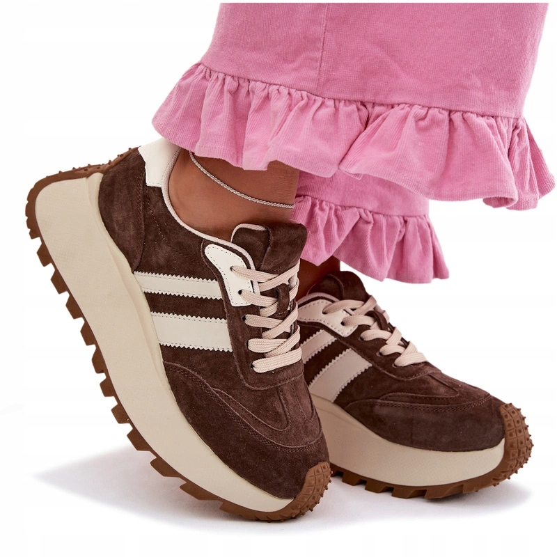 Dámské Tenisky Ze Semiše, Masivní Platforma D&a GR61-5986 Čokoládové 37