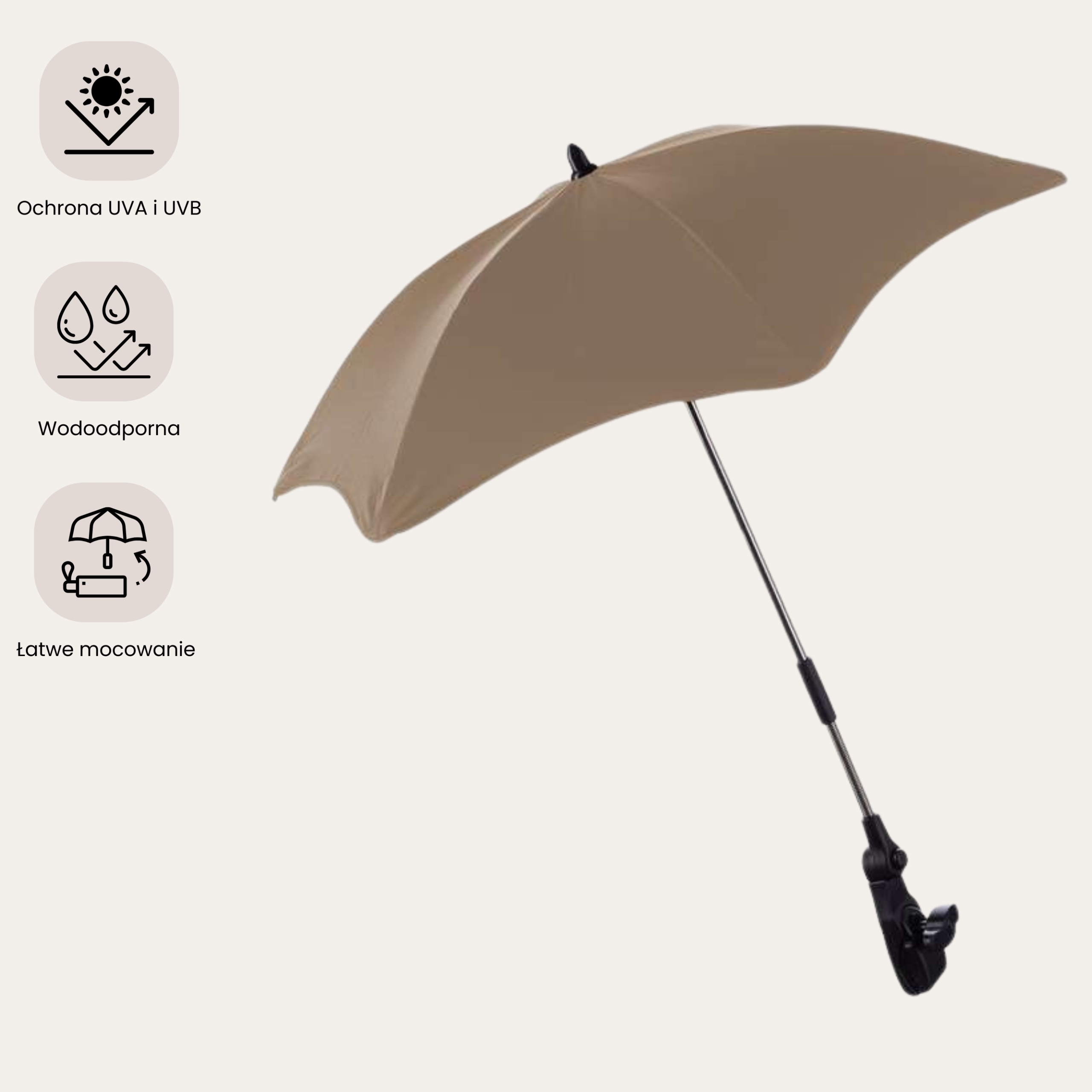 Parasol do wózka parasolka brązowa z filtrem UV osłona słońce/deszcz FREEON Kod producenta 3830084381804