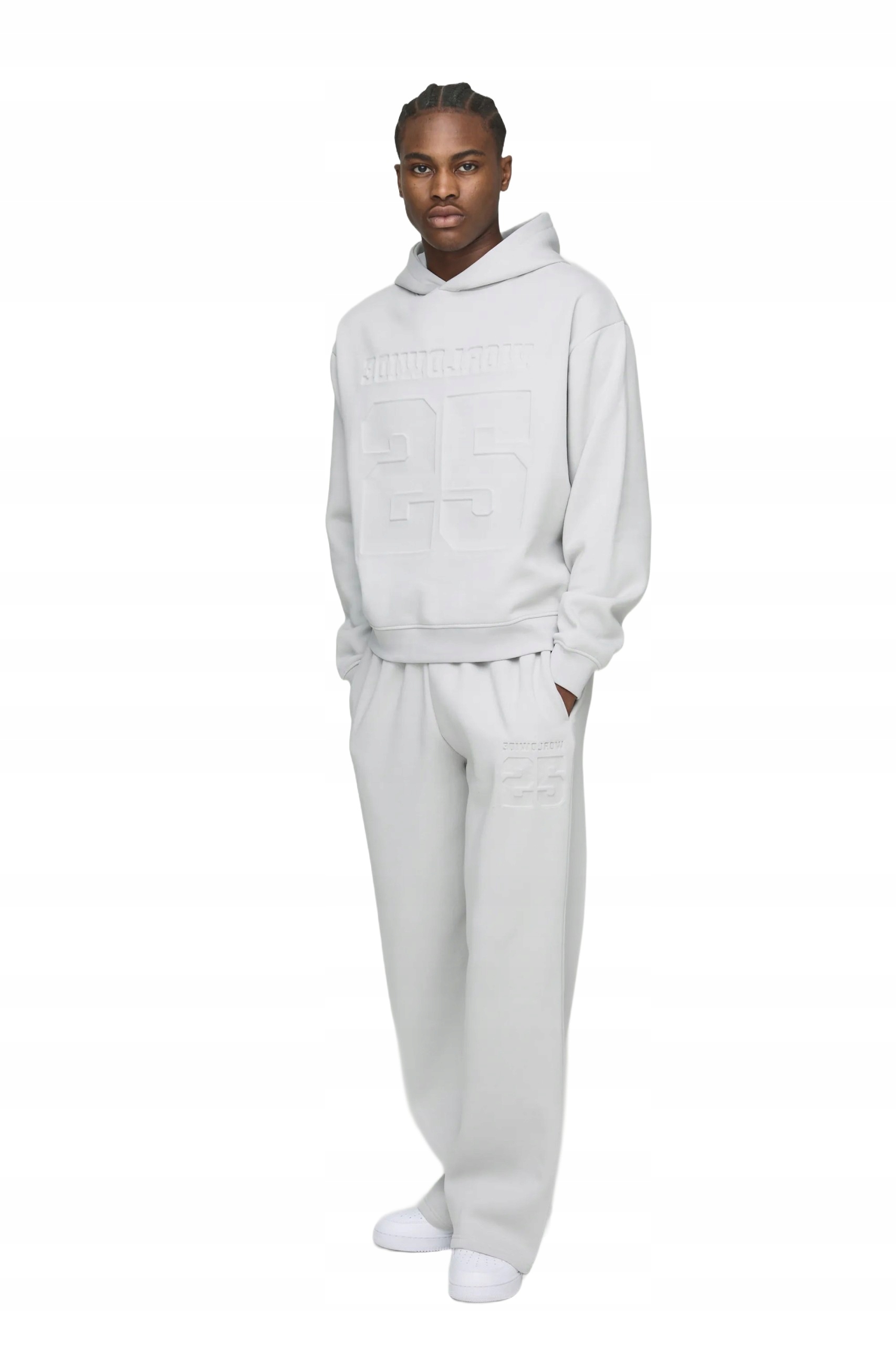 Boohooman Šedý Teplákovka Pánský Komplet S Kapucí A Potiskem 25 M Z3A