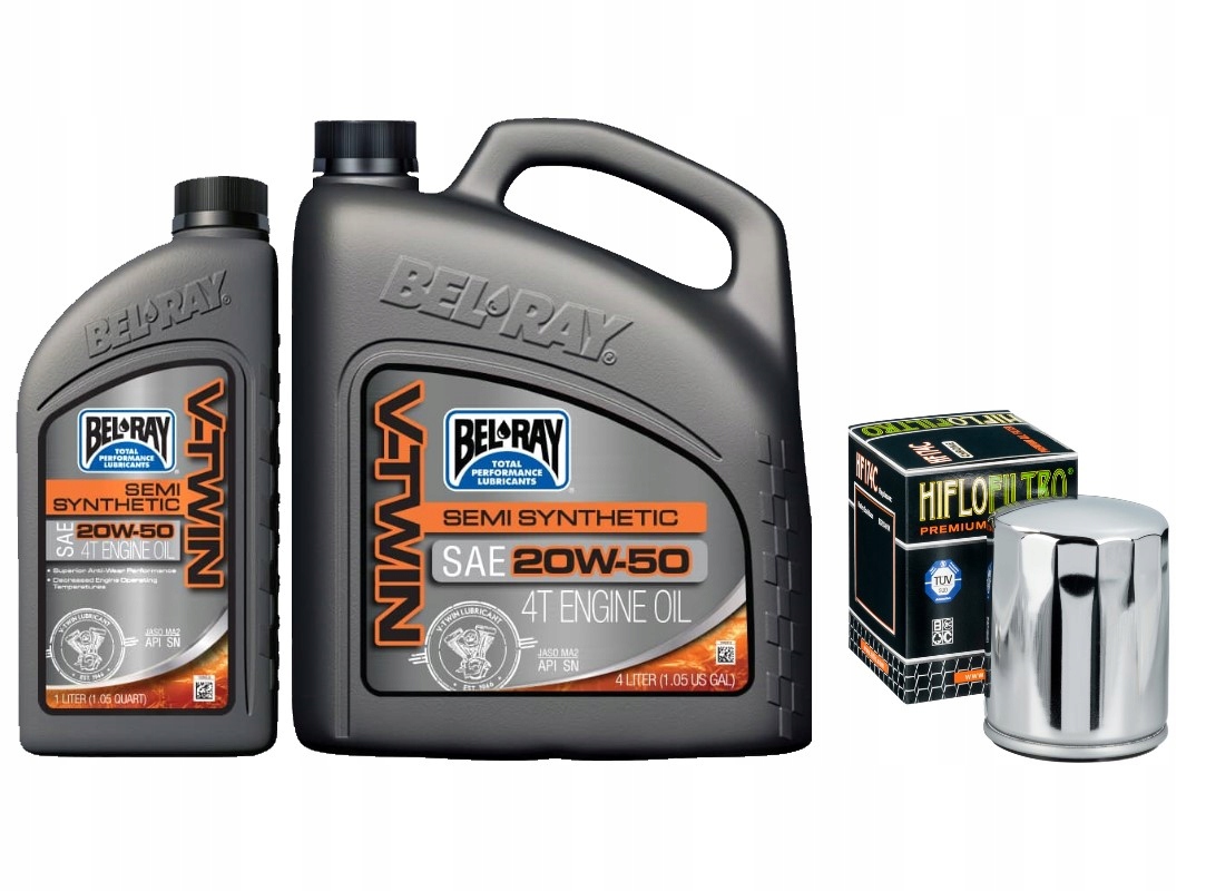 OLEJ BEL-RAY V-TWIN 20W50 5L 4T + FILTR HF174C do HARLEY VROD NIGHT ROD