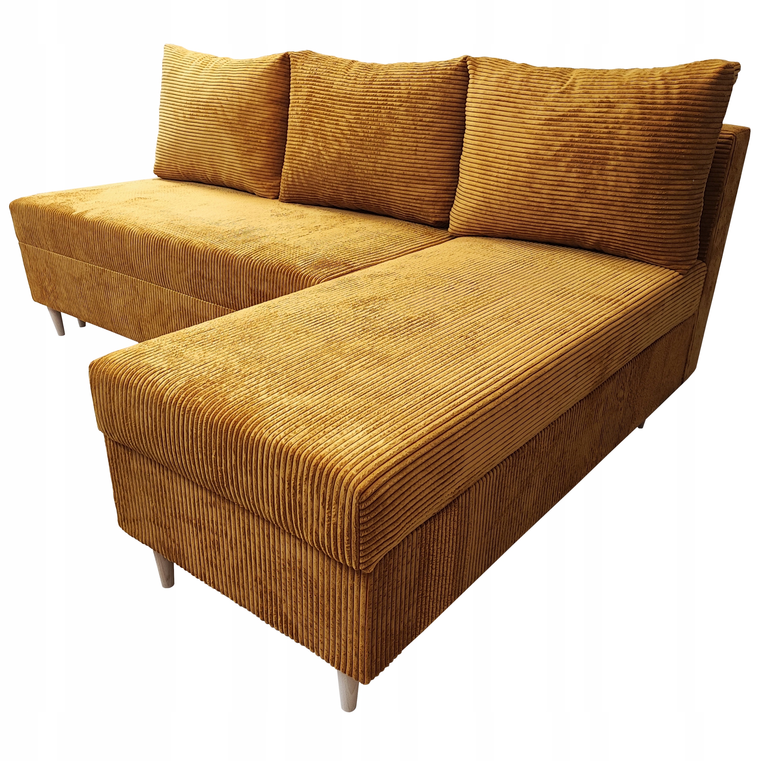 Malý Rohová Sedací Souprava Rozkládací Scandik 200 CM Rohová Sedačka Funkce Spaní 2x Nádoba