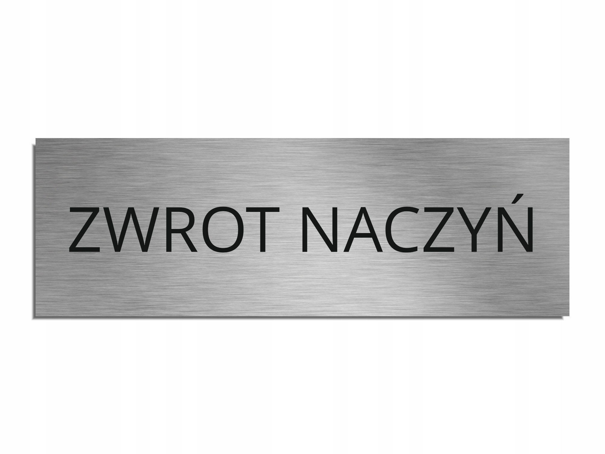 Tabliczka na drzwi ZWROT NACZYŃ srebrna 8x24cm