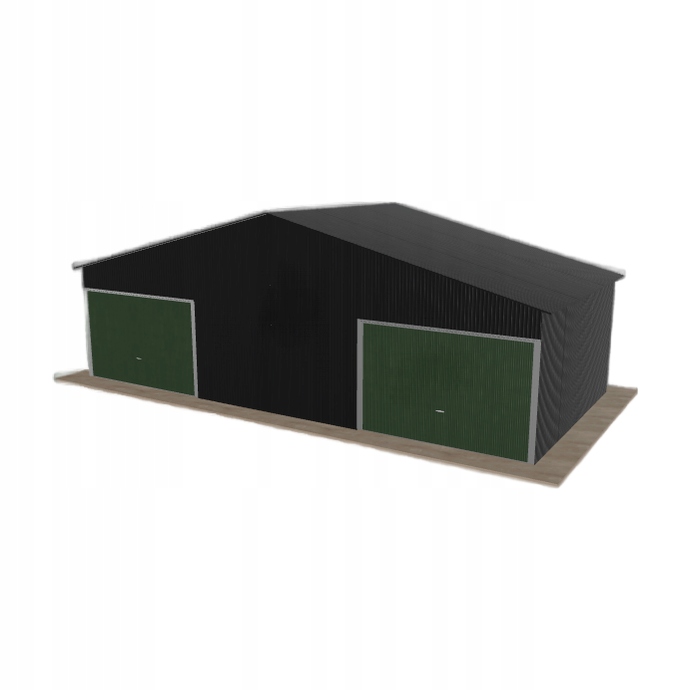 Plechová garáž 9.5 x 4.5 m dvoupolohová, dvoupolohová, černá