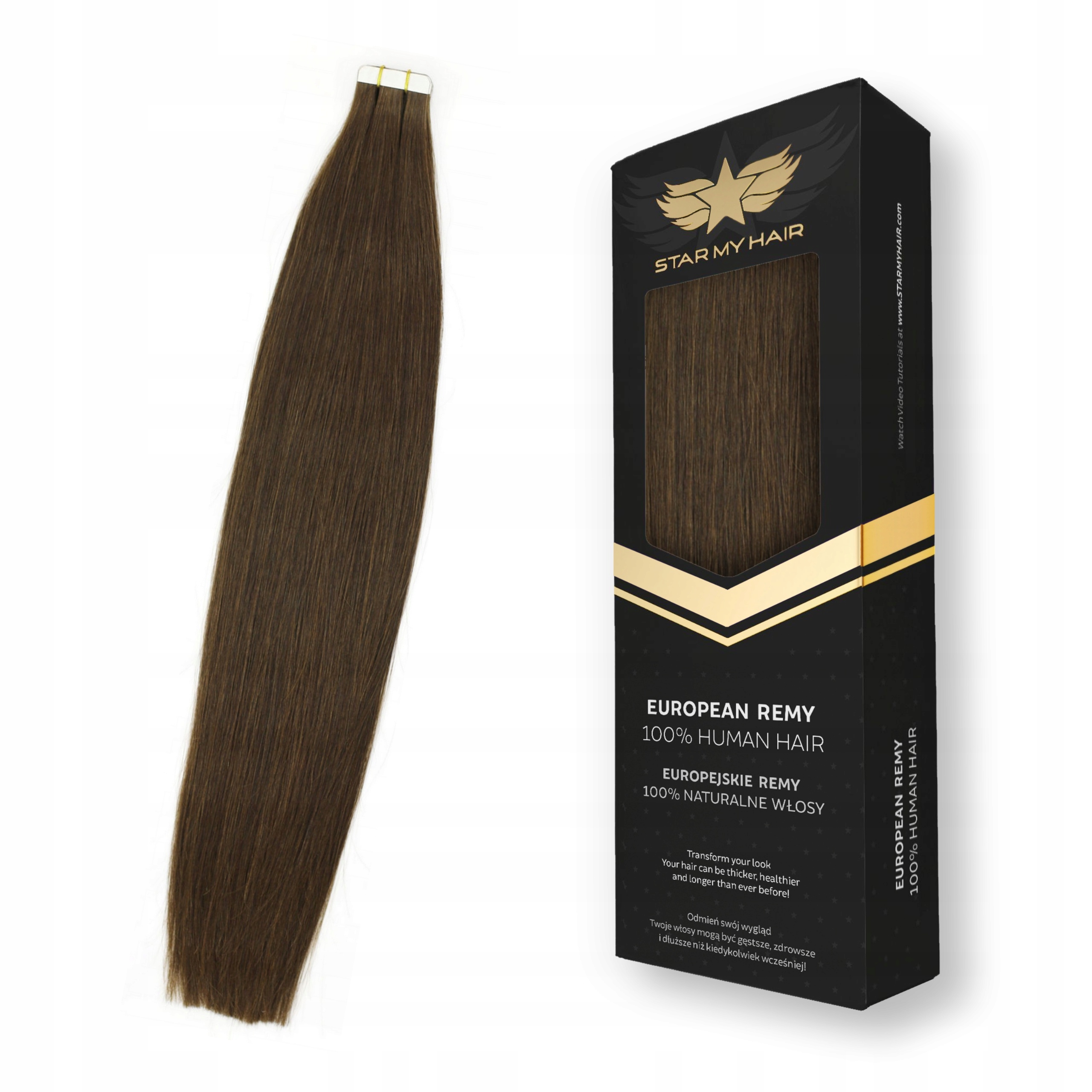 Tape-in 60-65 cm Pakiet 8 Taśm włosy naturalne metoda kanapkowa Grube