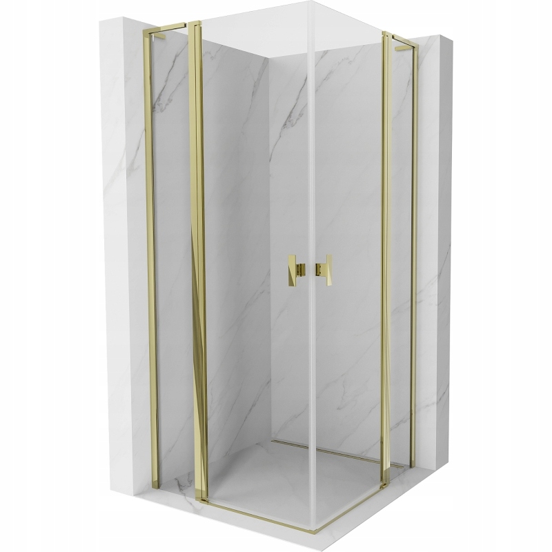 Mexen Mist L Duo 90x90 cm výklopný sprchový kout, zlato, transparentní