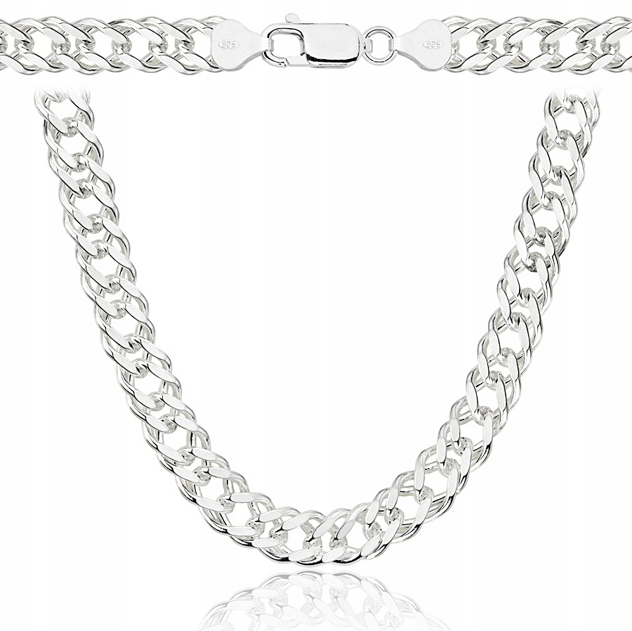 Łańcuszek Srebrny Rombo 8,50 mm Gruby Pełny Diamentowany 925 Grawer