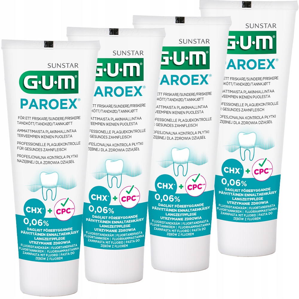 Gum Paroex 0,06% Pasta 4x75ml Do codziennego mycia zębów z nadwrażliwością