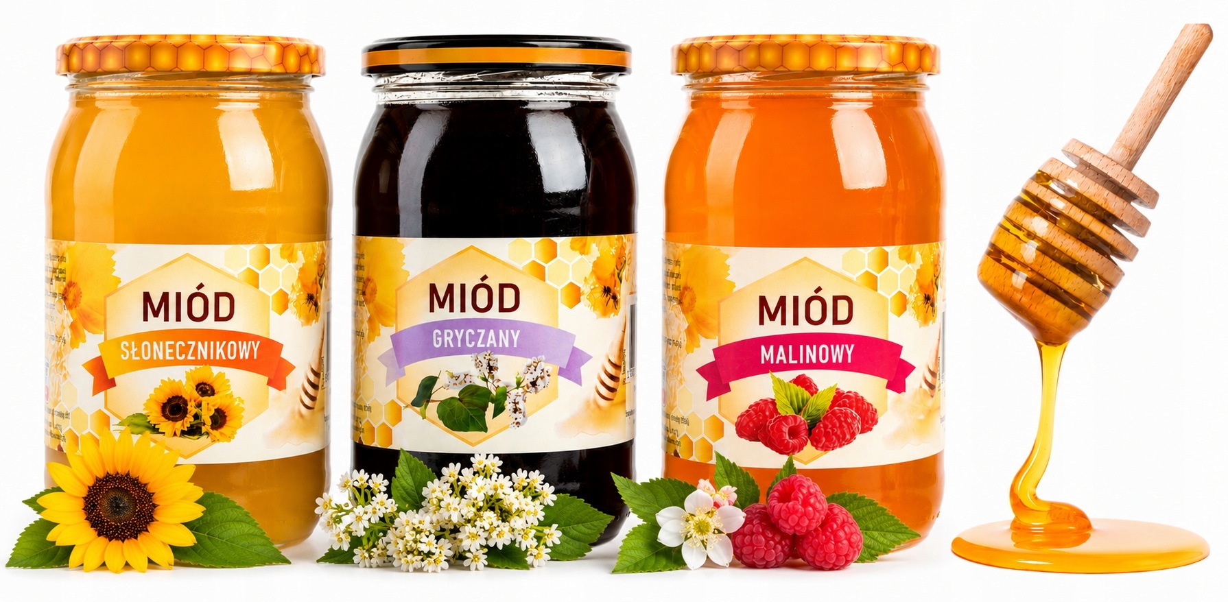 Slunečnicový Med Pohanka Malinový Nektar Pl Sada 1,1 kg Dárek