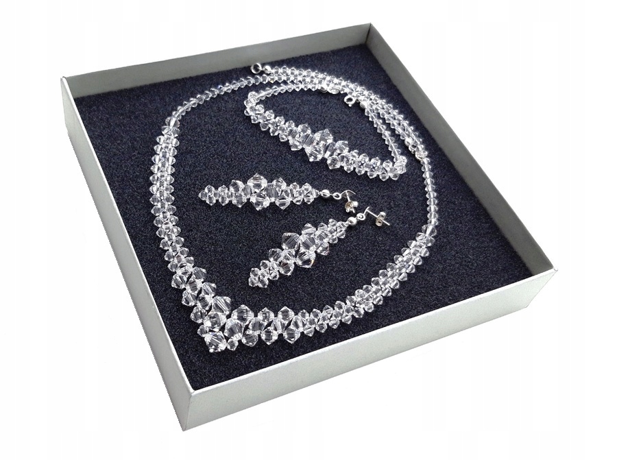 

komplet Swarovski elements ślubny Srebro kryształy