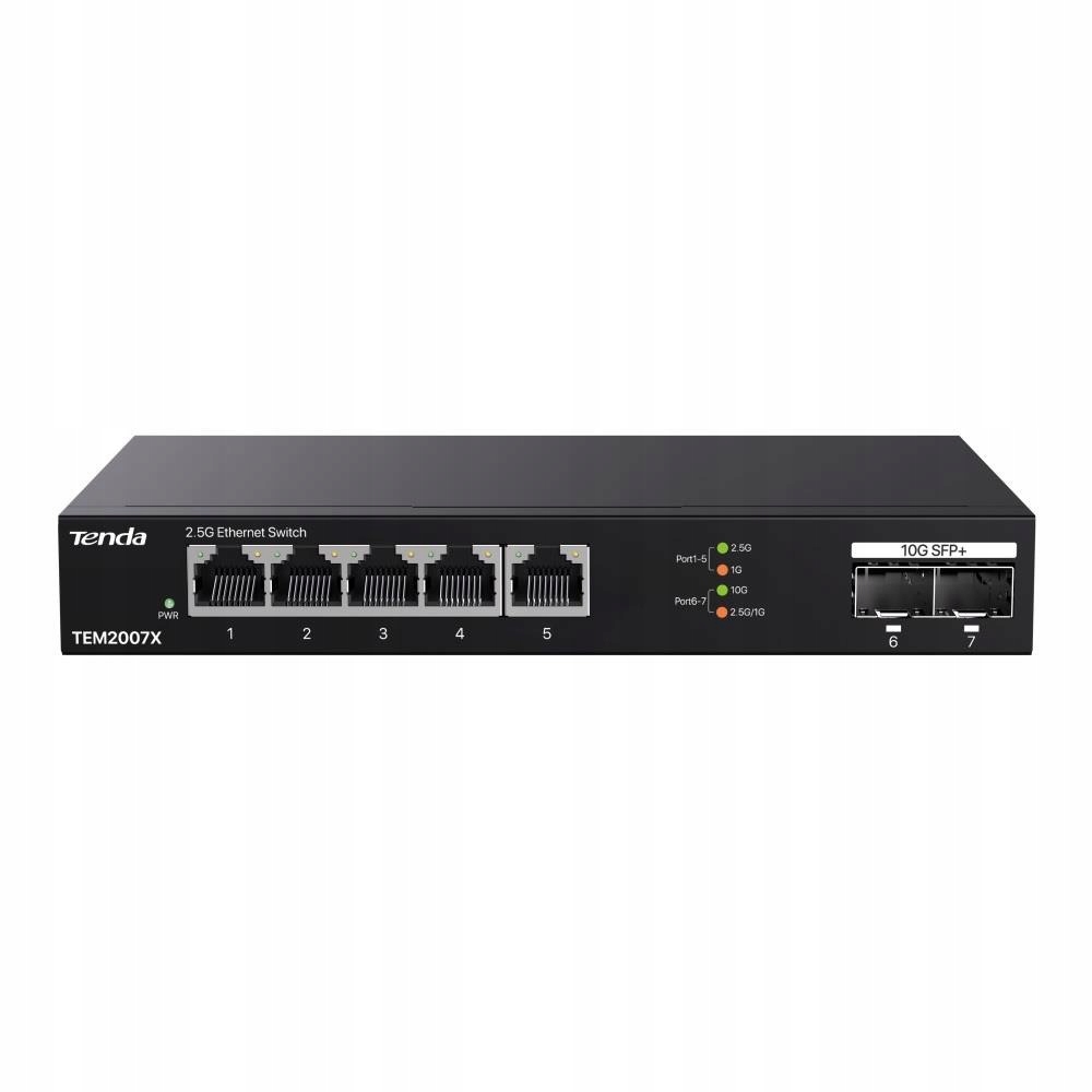 Nespravovaný Switch Tenda TEM2007X, 5x 2,5GbE, 2x 10G Sfp+