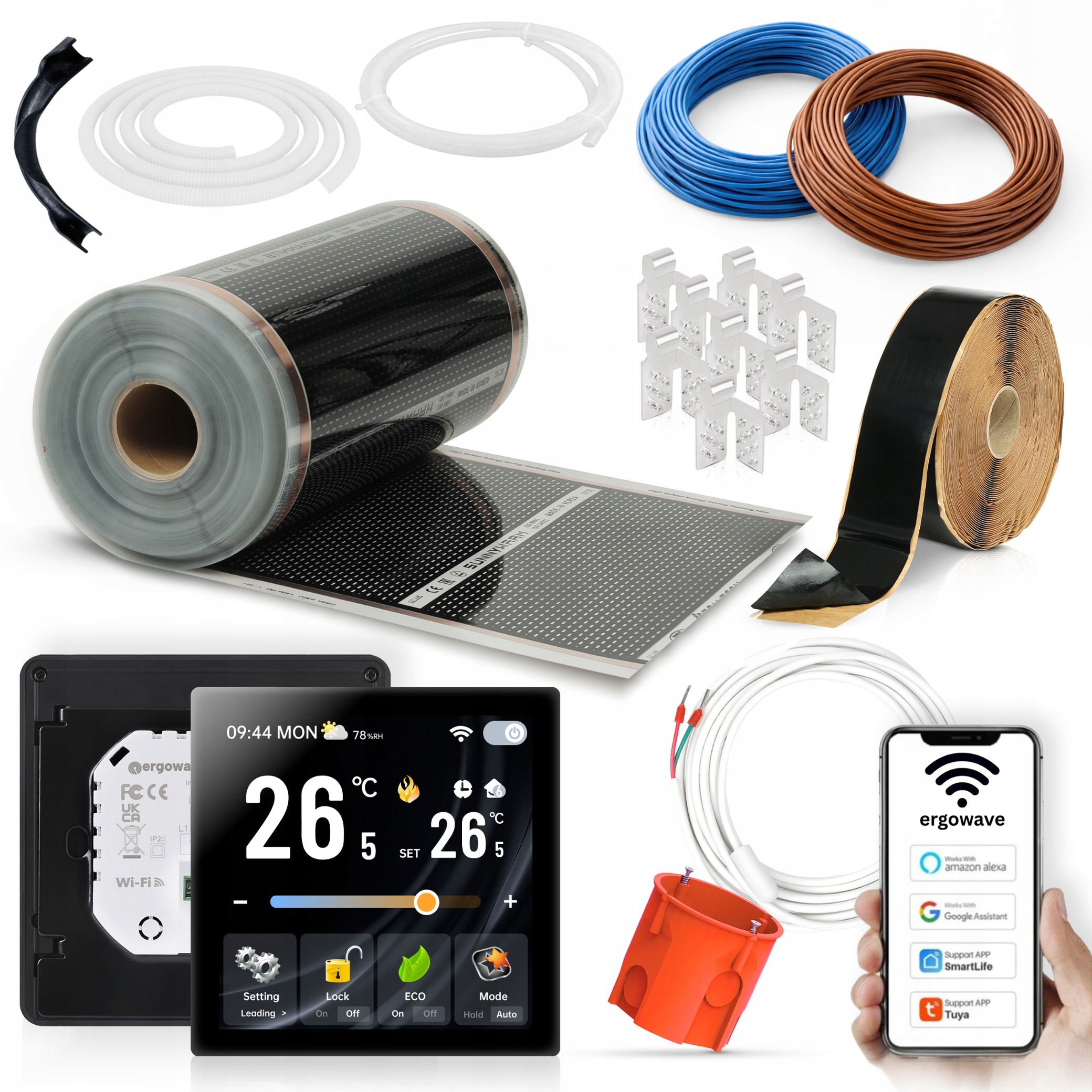 Infračervená vykurovacia fólia pod panely s výkonom 240 W s termostatom Wifi