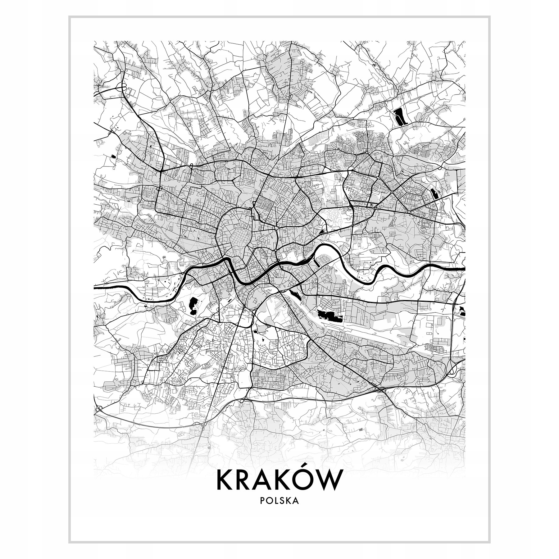 

Plakat 40x50 Mapa Kraków Kolor czarno-biały