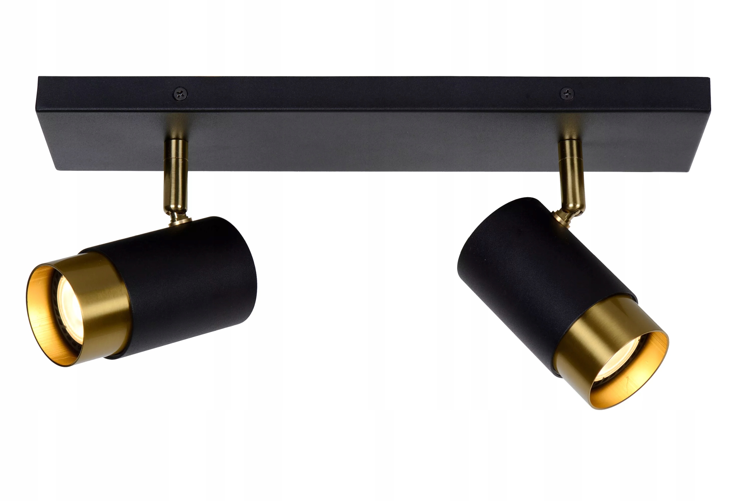 Dvojitá nastaviteľná stropná lampa, čierna, zlatá, 2 reflektory Lucide