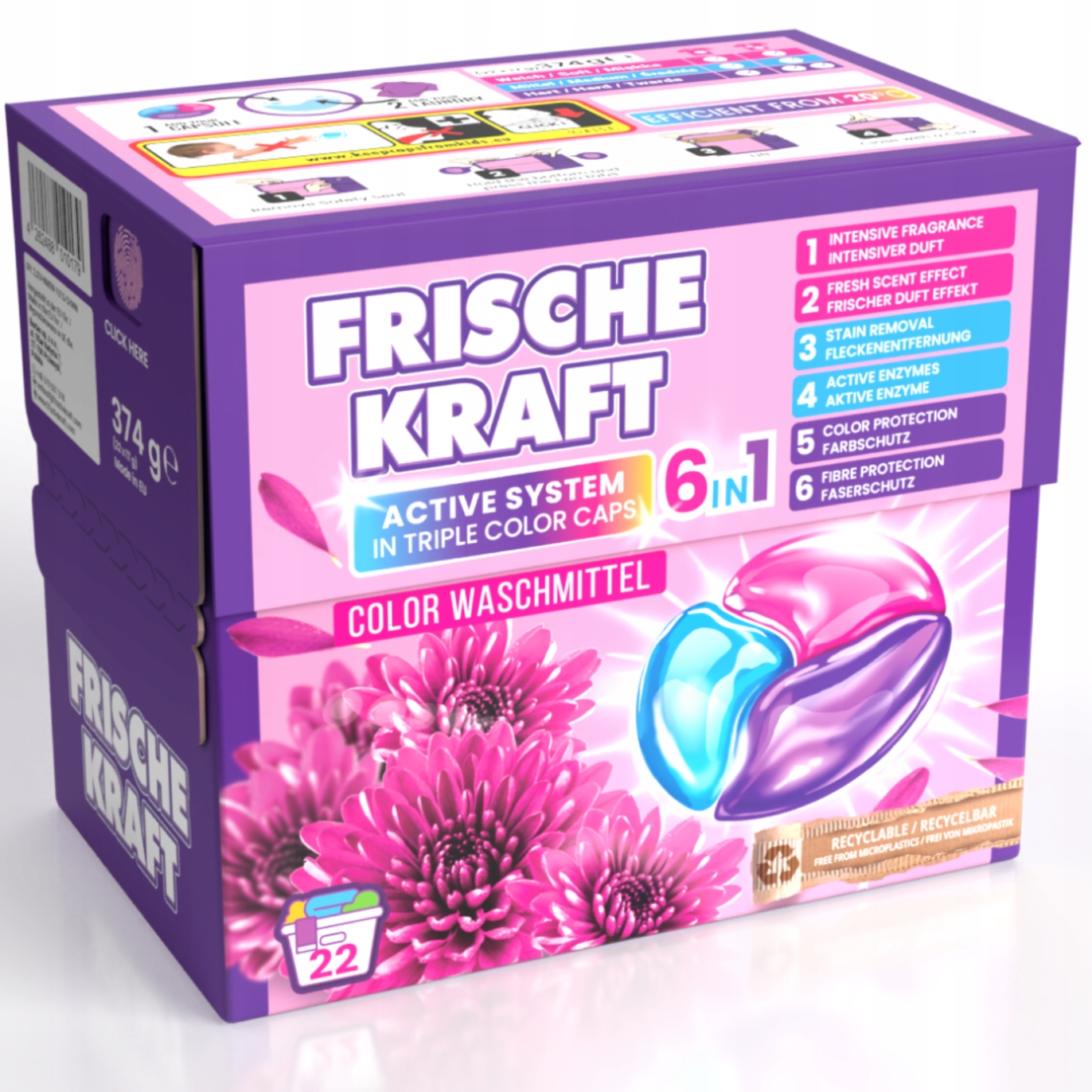 Frische Kraft Color 6v1 Kapsle na praní barev 176 Ks z Německa Barva XL