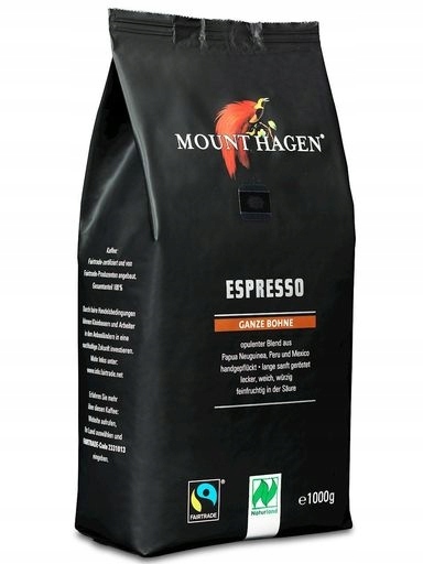 Levně Mount Hagen Káva zrnková arabica fair trade Bio 1 kg Mount Hagen