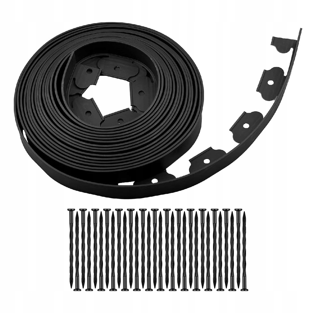 Flexibilní Zahradní Lem Na Trávník 10M 5CM Černých Kotvení Bonus