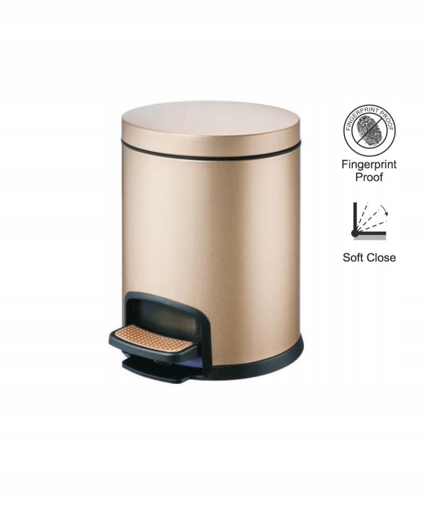 Stella Pedálový koš Premium, kulatý, 5L, zlatý 20.20105-G