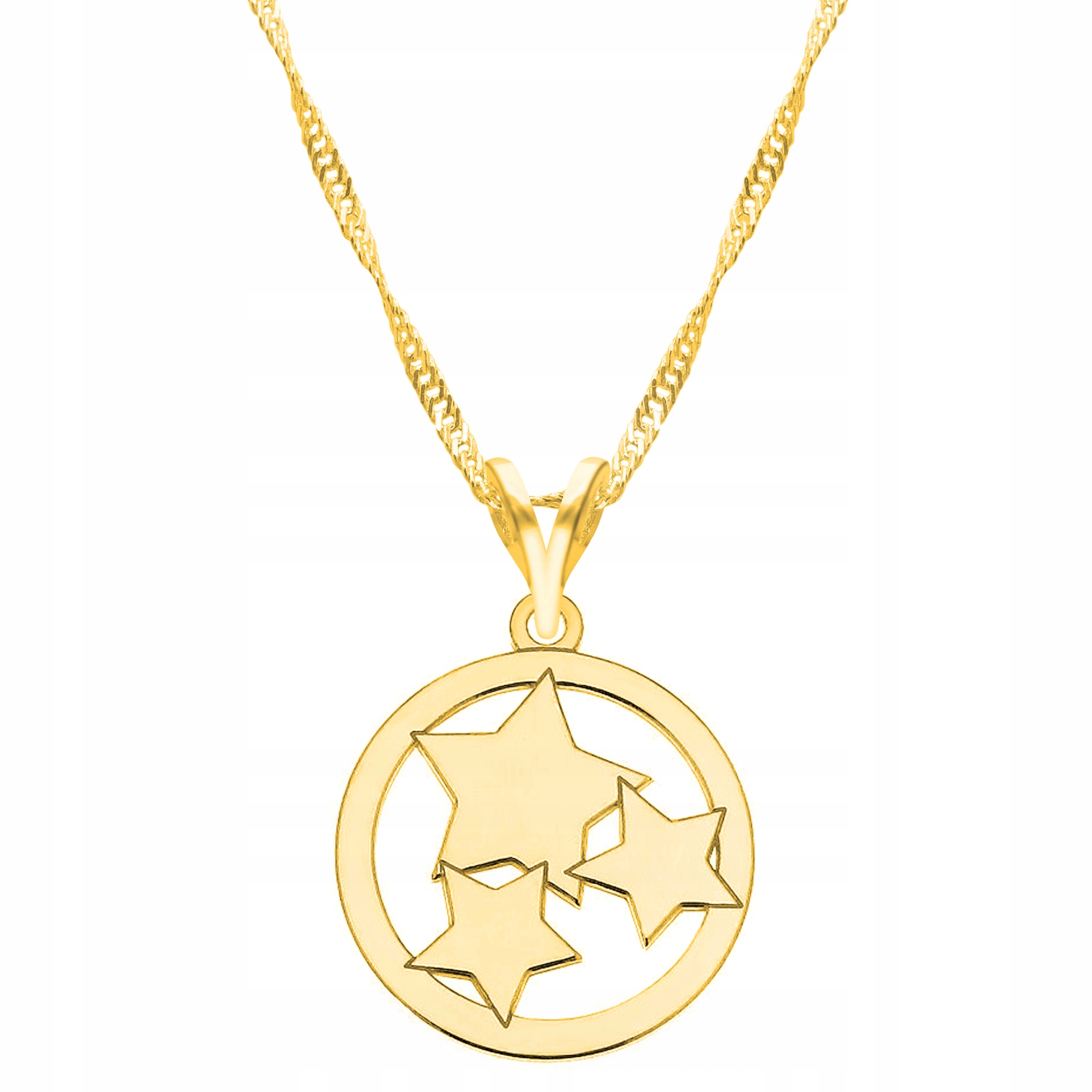 Řetízek zlatý náhrdelník stříbro 925 Hvězdičky Kroužek Stars