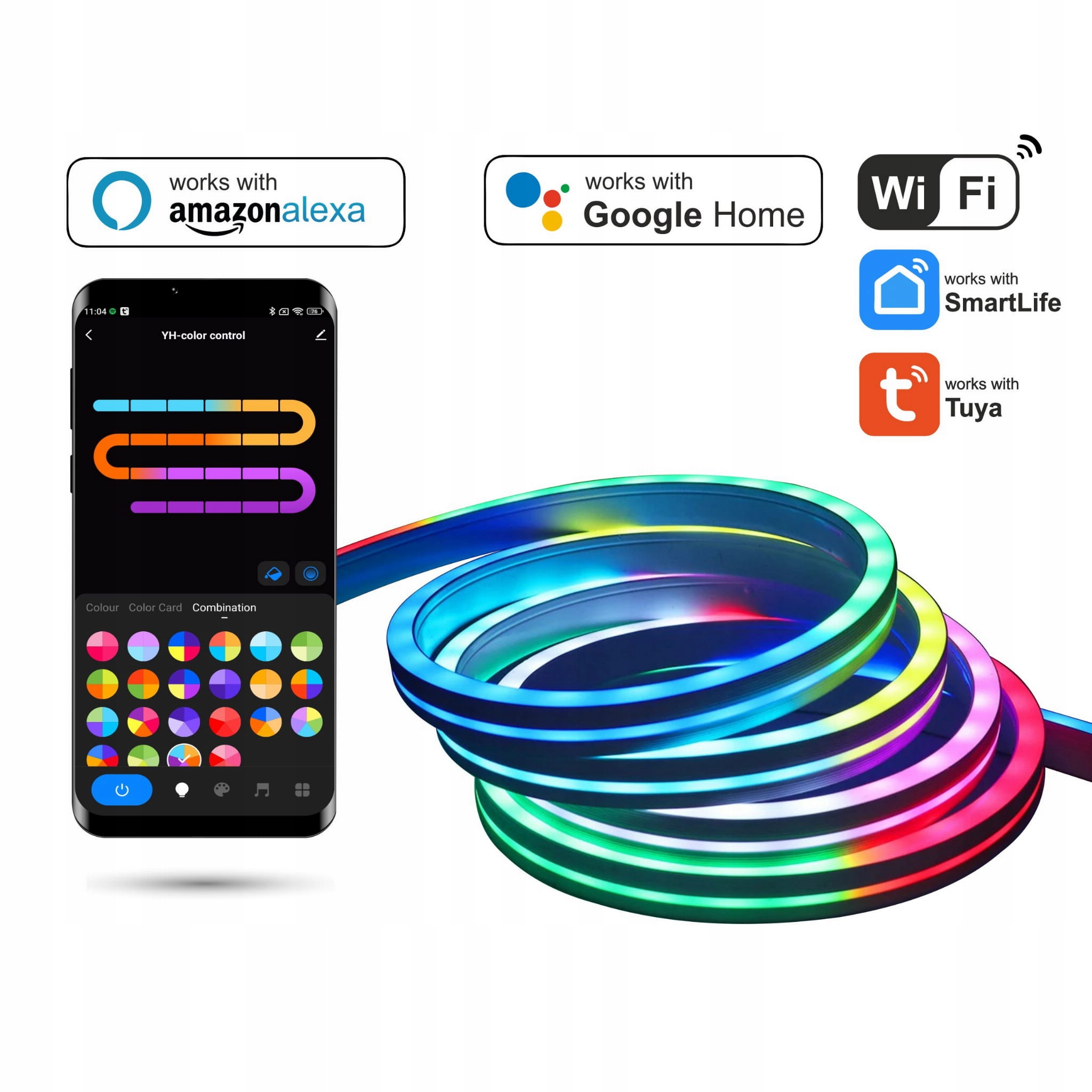 Taśma 5m Led Neon Rgb 24W WiFi Tuya