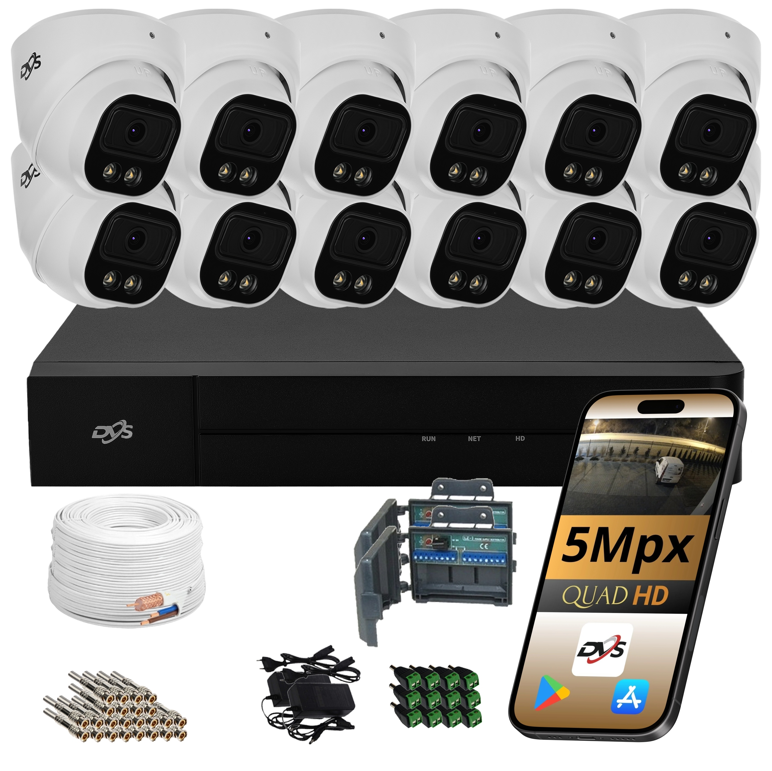 Sada 12 Venkovních Analogových Kamer Pro Monitorování 5Mpx Dual Dvs