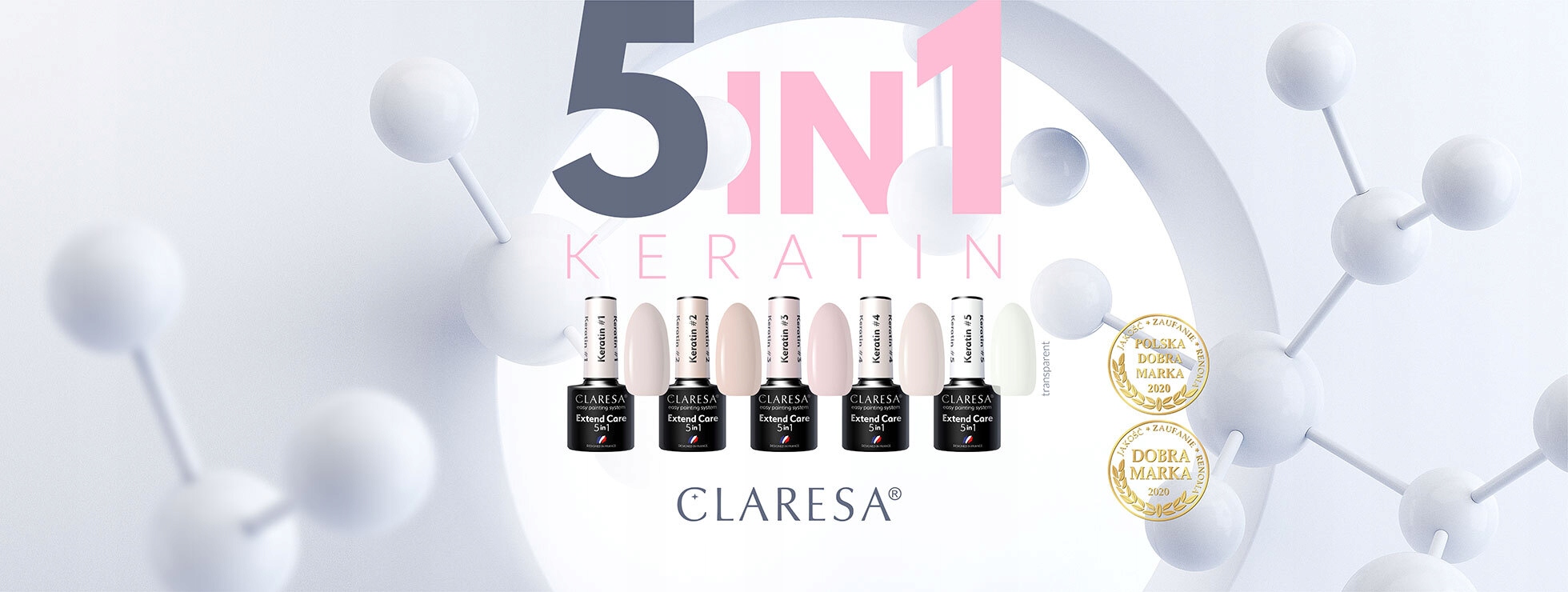Claresa KERATIN baza lakier 5w1 #3 TOP NO WIPE Marka Claresa