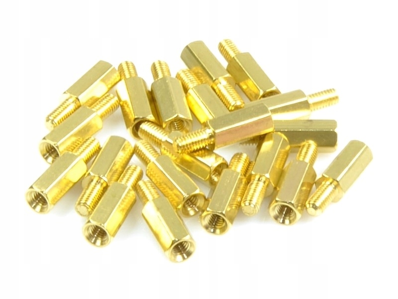 1000 ks Dištančných Puzdier M3 10 mm 6 Mosadzných