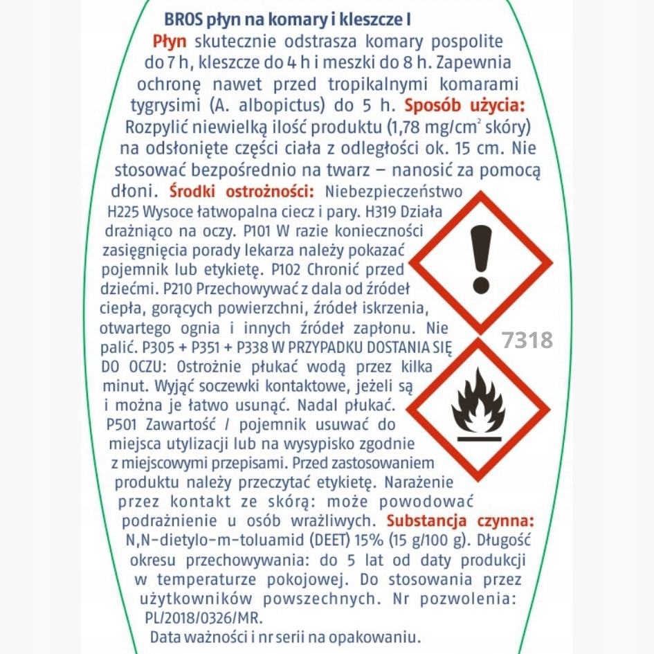 PŁYN NA KOMARY I KLESZCZE 100ml 7h OCHRONY Bros x3 Rodzaj płyn