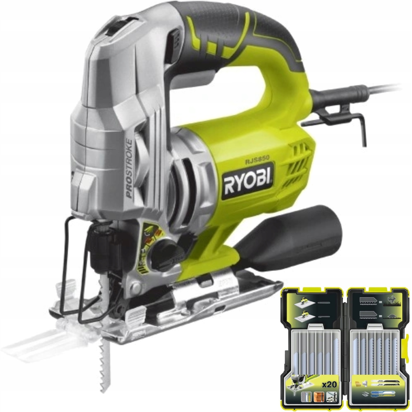 Ryobi Elektrická přímočará pila RJS850-K 600W sada pilových listů 20 Ks