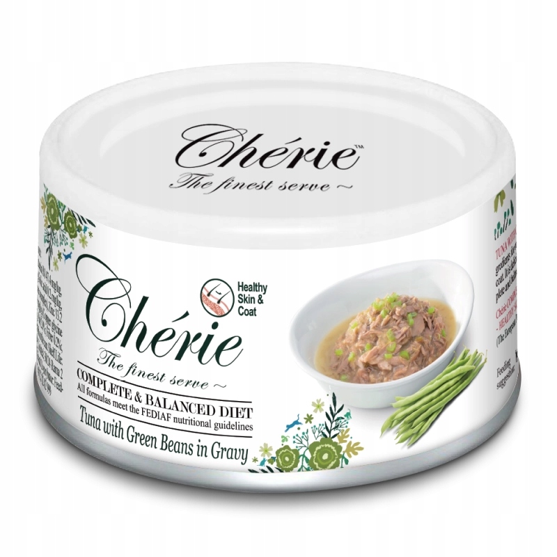 Levně Chérie Premium mokré krmivo pro kočky adult Tuňák zelené fazole 12x80g