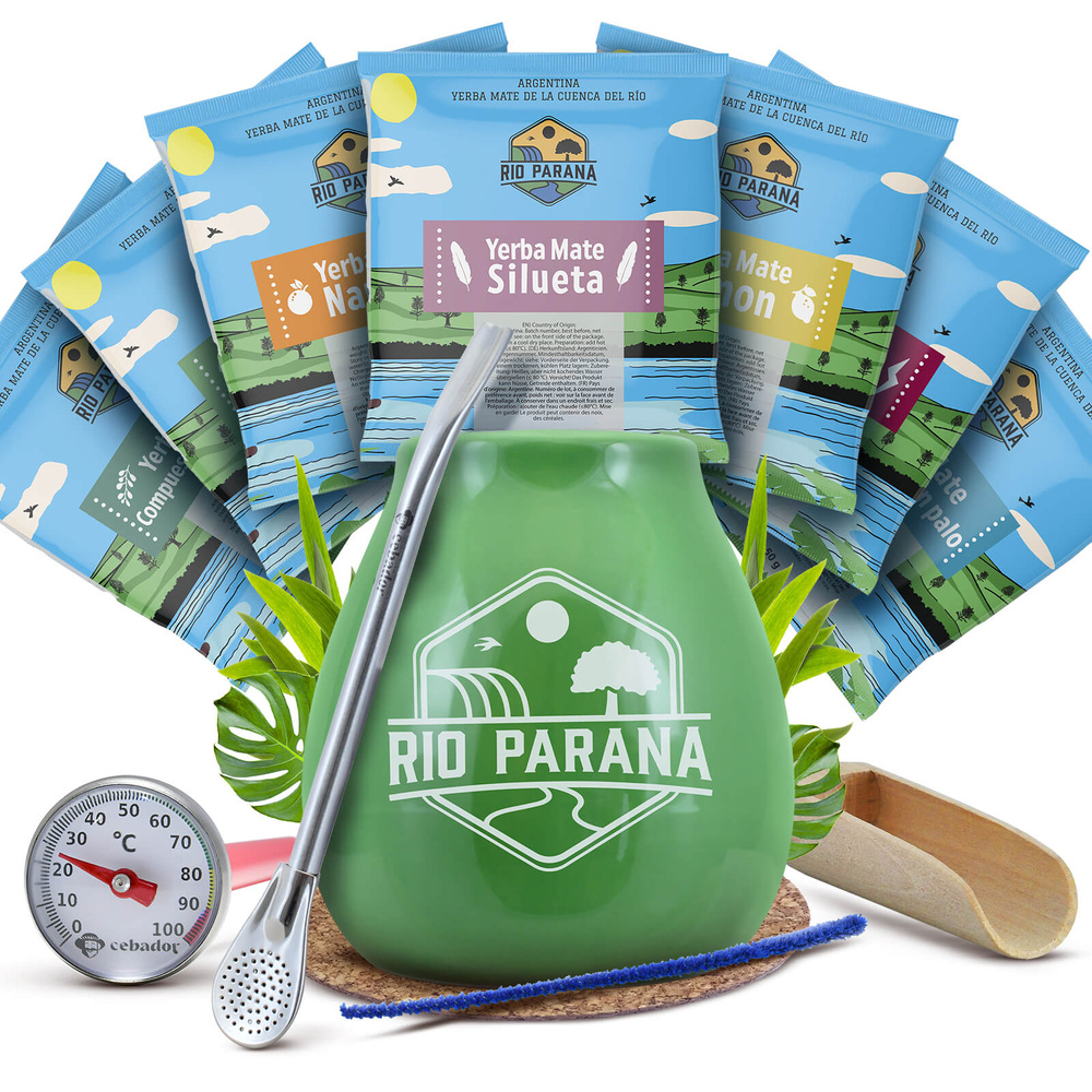 Yerba Startovací sada Mate Rio Parana tykev bombilla teploměr 7x50g
