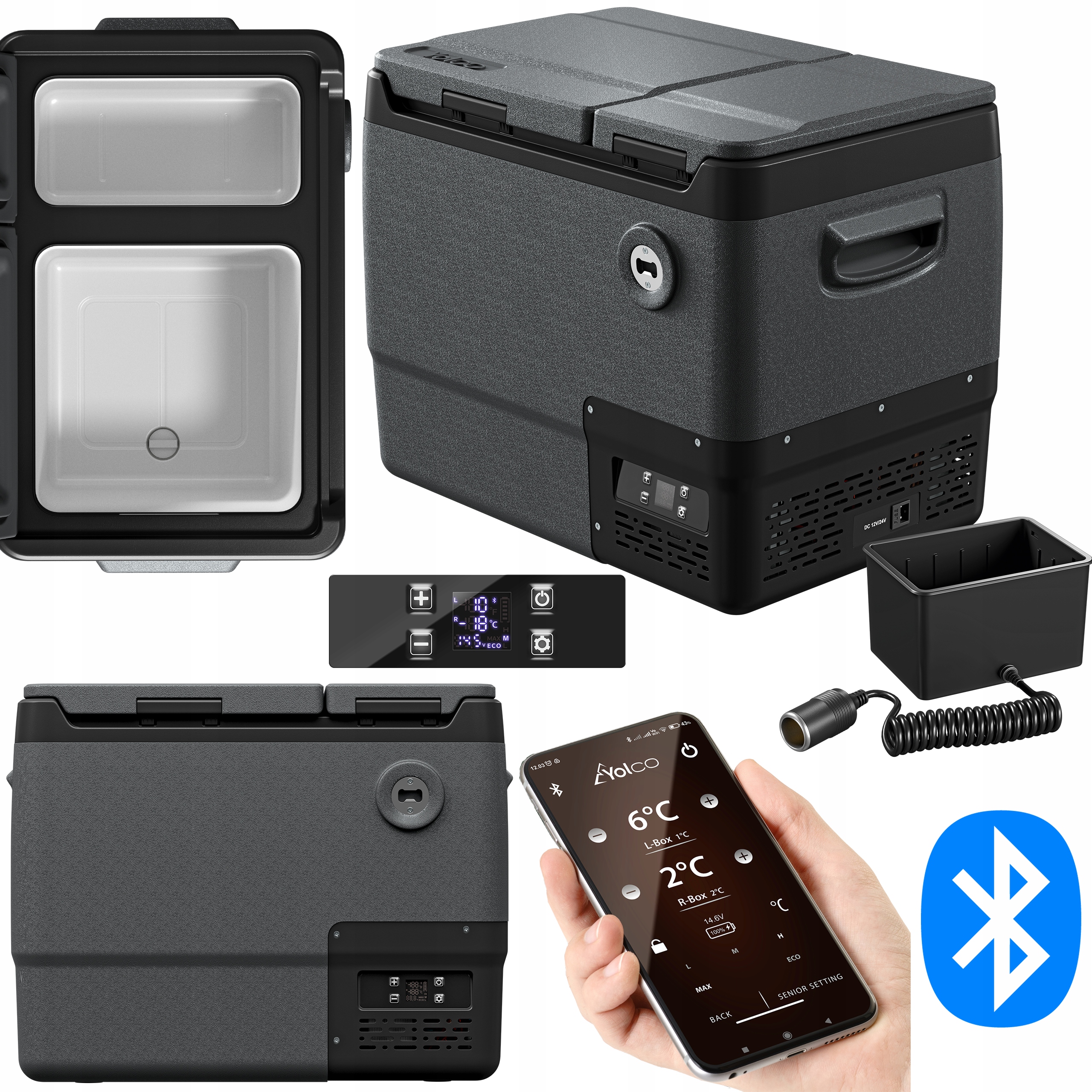 Lodówka Kompresorowa Samochodowa Yolco DX40 Spacegrey Turystyczna Adapter
