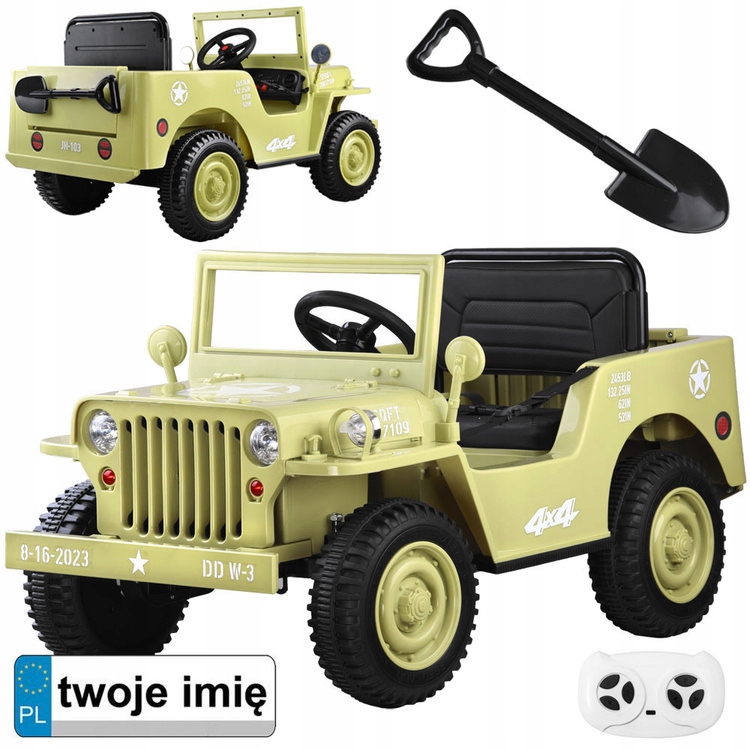 Wojskowe Auto na akumulator Willys pilot PA0263
