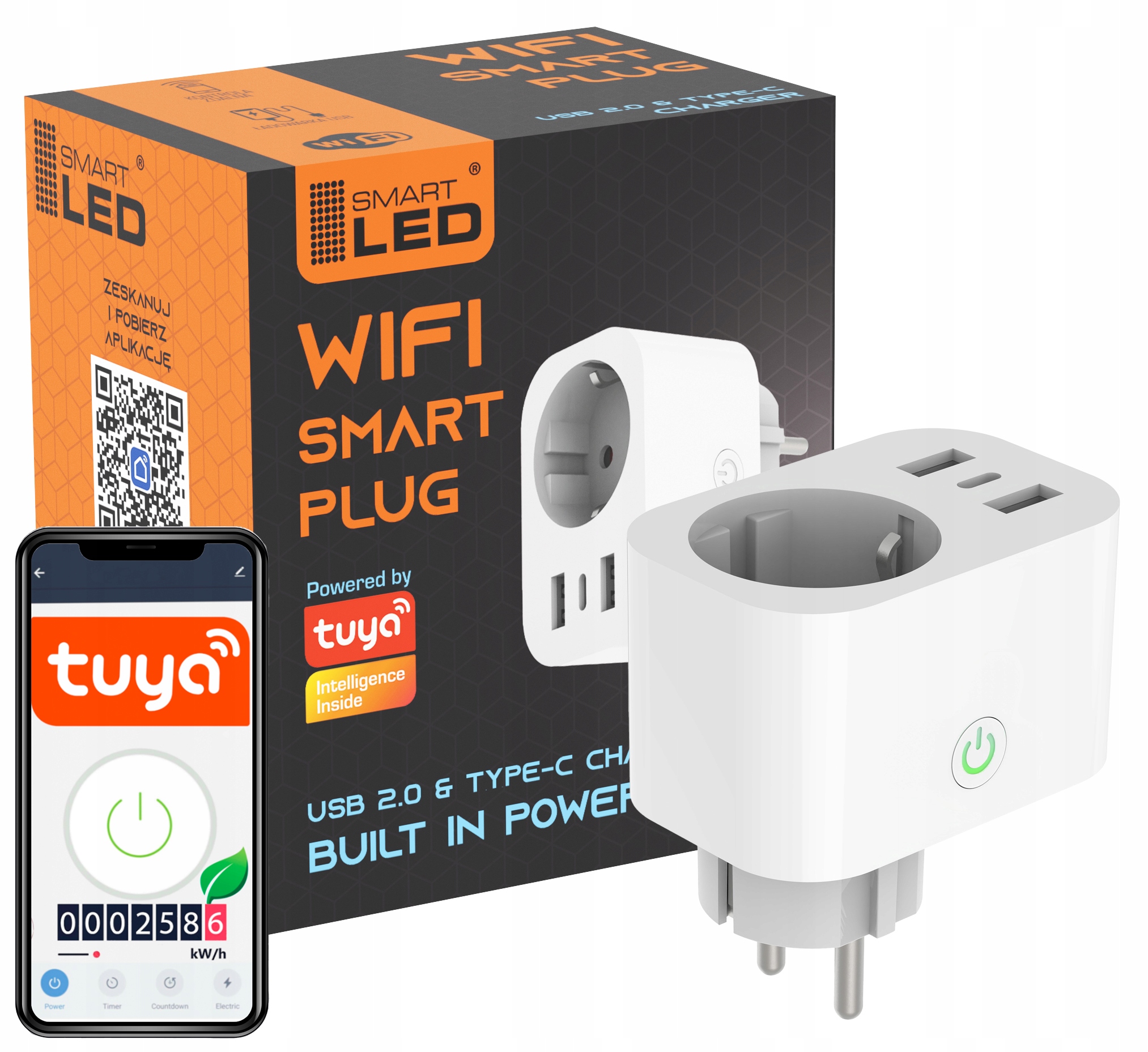 

Gniazdko WiFi inteligentne Tuya ładowarka Usb