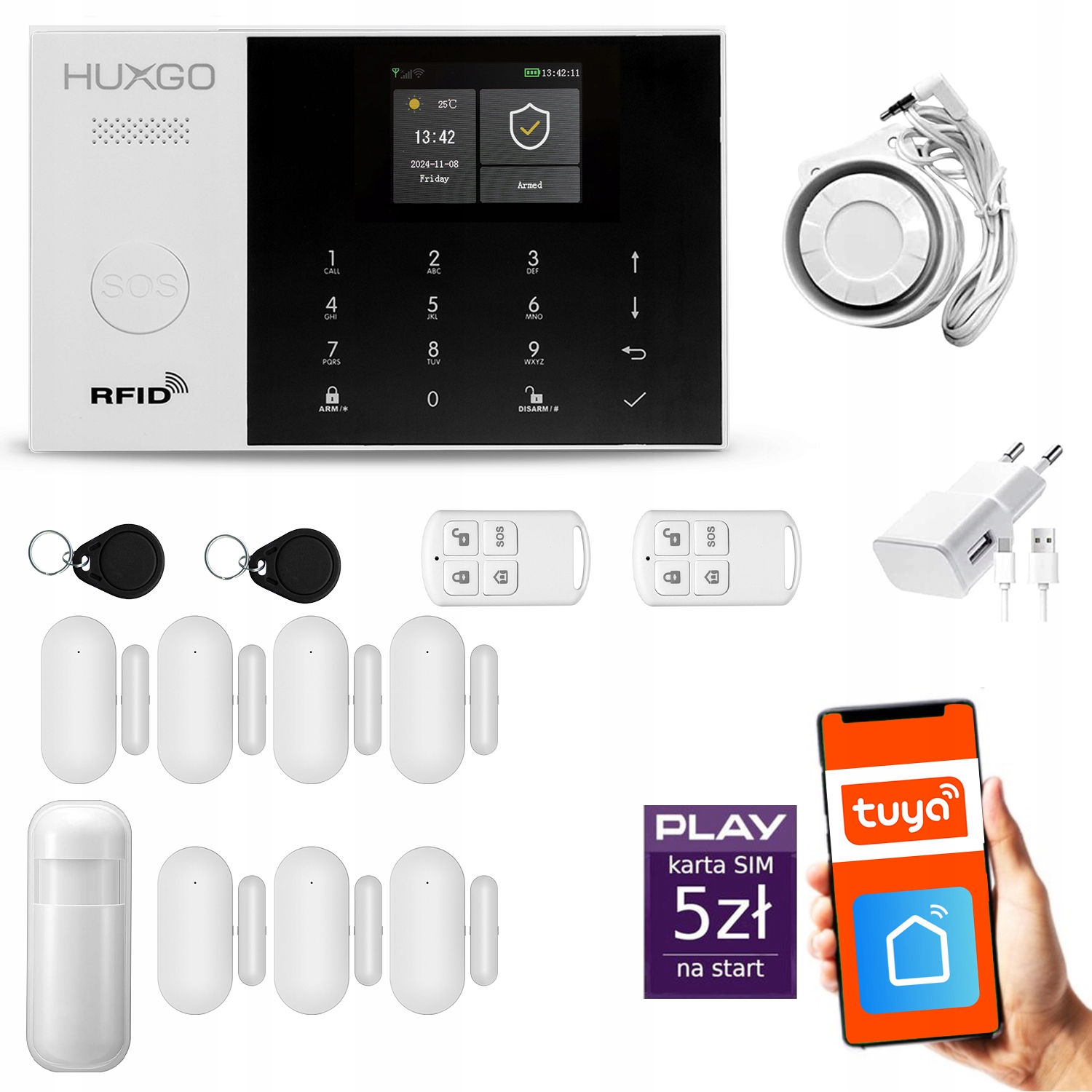 Bezdrôtový alarm WiFi Gsm 4G, Tuya, alarmová sada Huxgo HXA005 D7PS