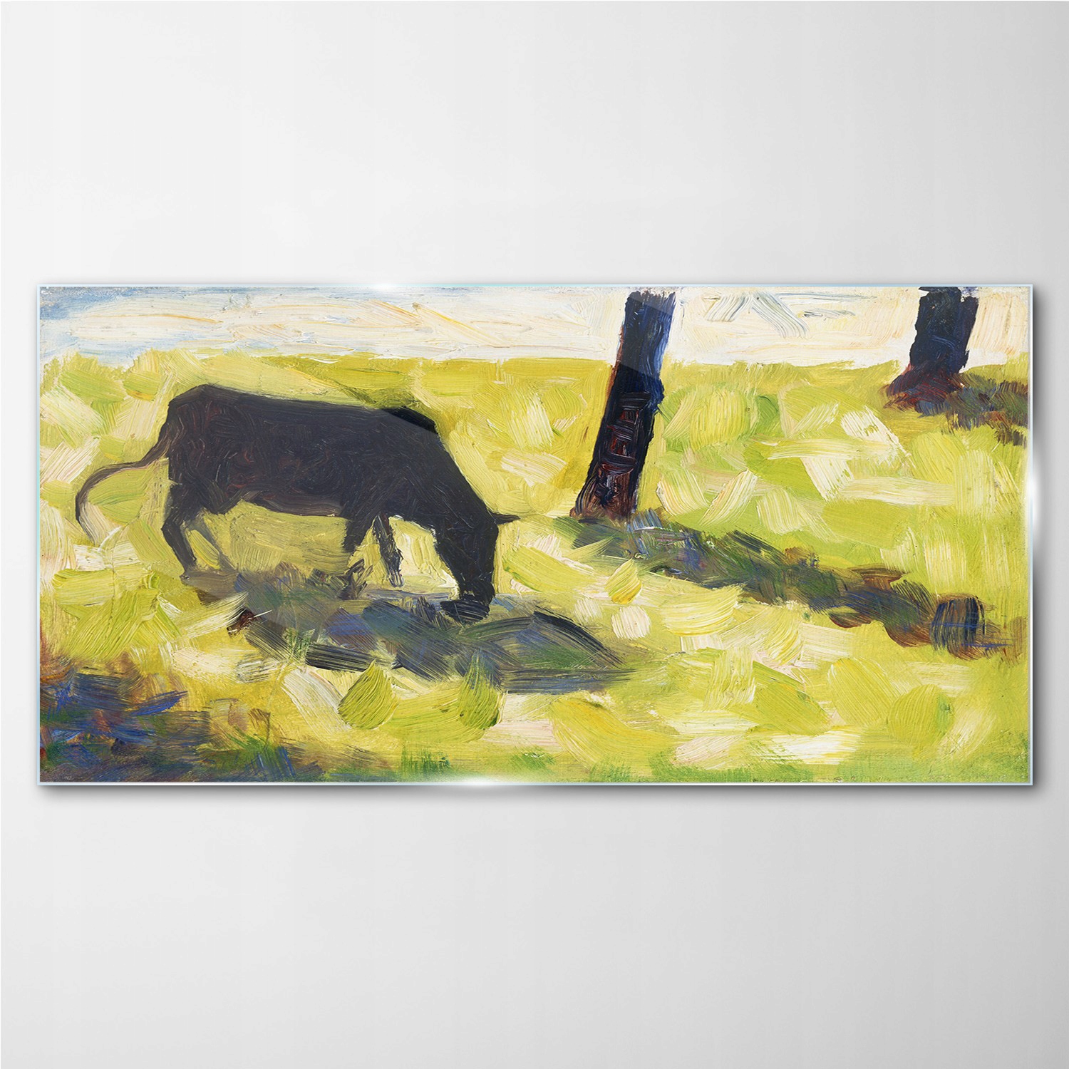 

Obraz szklany Czarna krowa na łące Seurat 100x50
