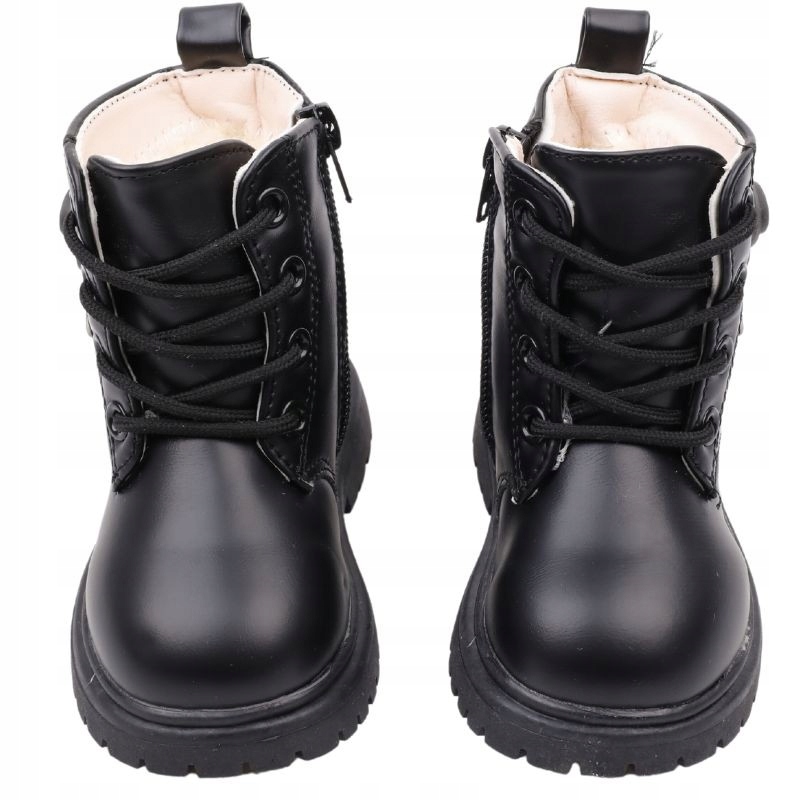 BOTKI DZIEWCZĘCE OCIEPLANE TRAPERY BUTY ZIMOWE ŚNIEGOWCE SUWAKI CZARNE Marka Inna marka