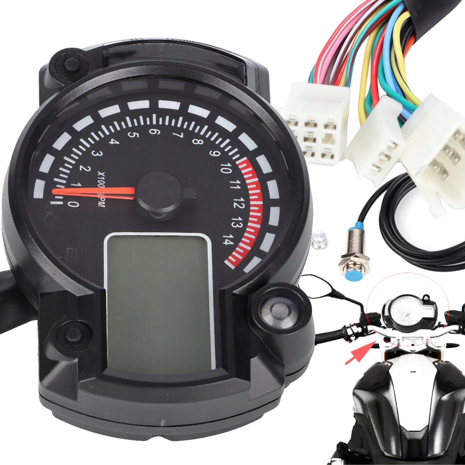 Univerzální Digitální Motocyklový Měřič Quad LCD Led Tachometr Skútr